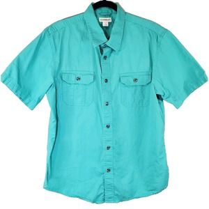 Magellan Men's Short Sleeve Shirt Button Teal Size L Outdoor Fishing